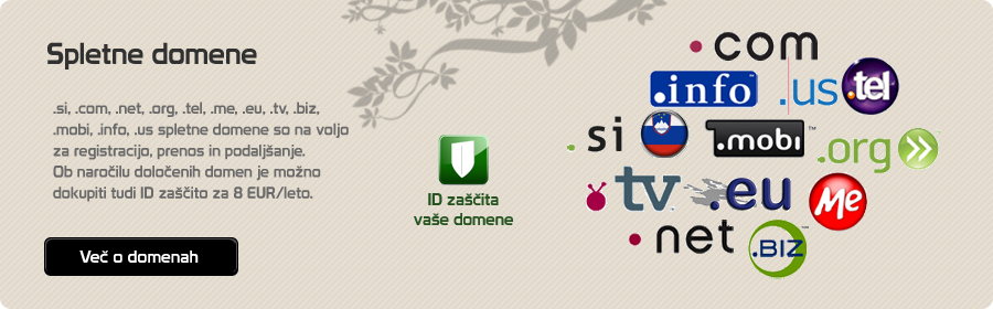 Spletne Domene .si, .com, .net, .org, .info,...